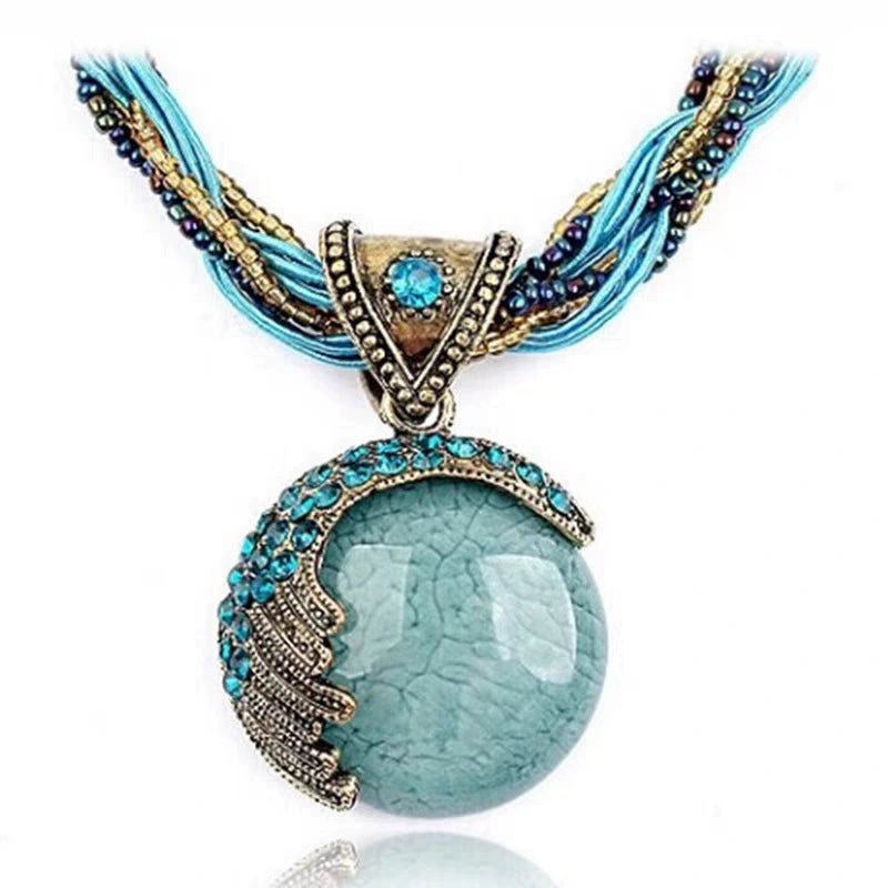 Elegant Braided Colorful Statement Necklace