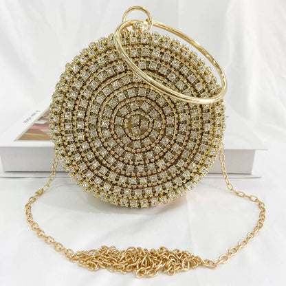 Sparkling Rhinestone Circle Clutch Evening Bag