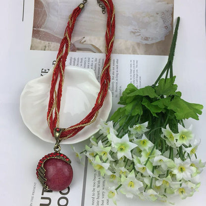 Elegant Braided Colorful Statement Necklace