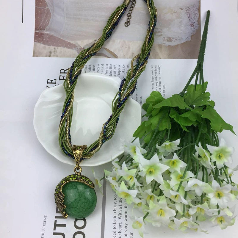 Elegant Braided Colorful Statement Necklace