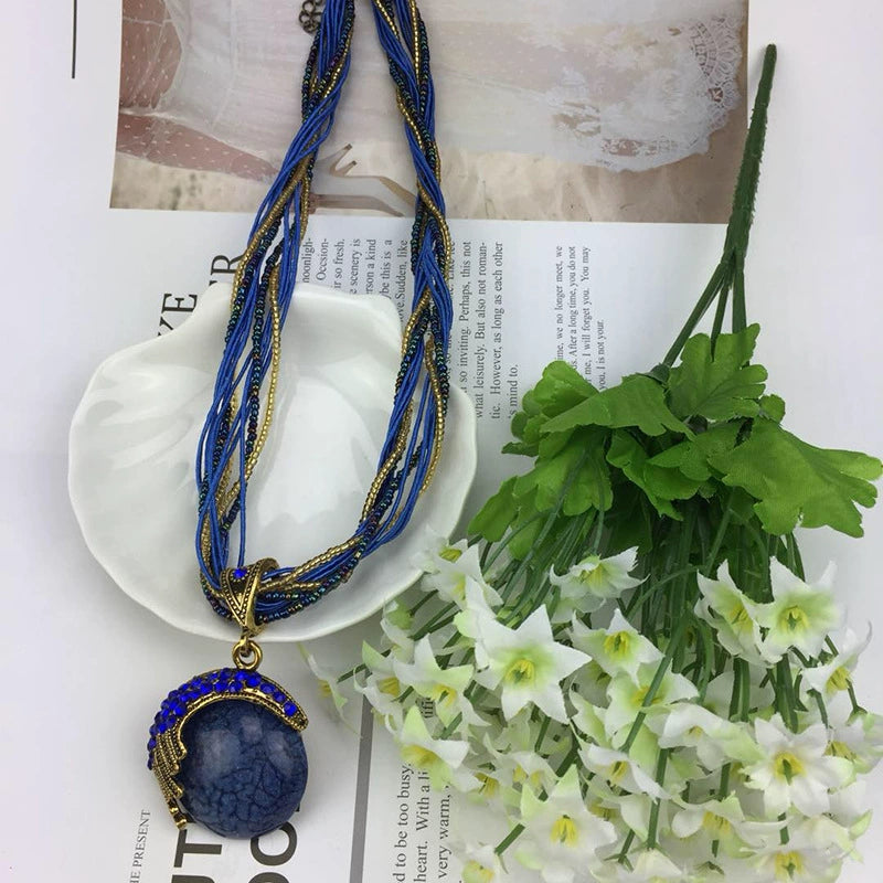 Elegant Braided Colorful Statement Necklace
