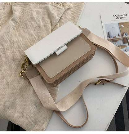 Chic Color-Block Faux Leather Crossbody Bag