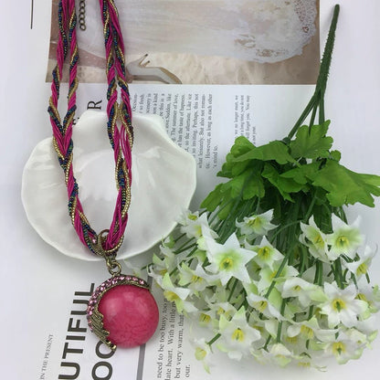 Elegant Braided Colorful Statement Necklace