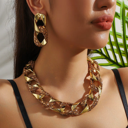 Chunky Chain Link Statement Necklace & Earring Set