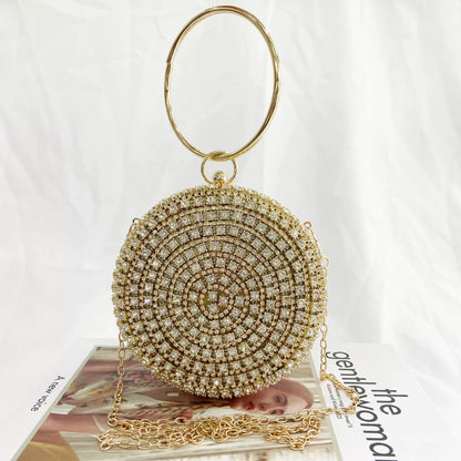 Sparkling Rhinestone Circle Clutch Evening Bag