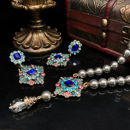 Vivente Royal Blue Gemstone & Pearl Vintage Jewelry Set