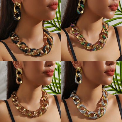 Chunky Chain Link Statement Necklace & Earring Set