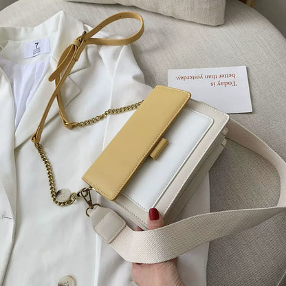 Chic Color-Block Faux Leather Crossbody Bag