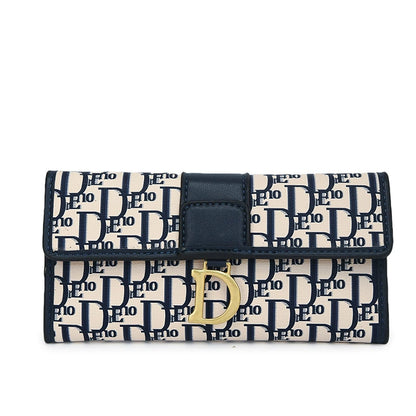 Chic Monogram D-Logo Flap Wallet with Gold Hardware