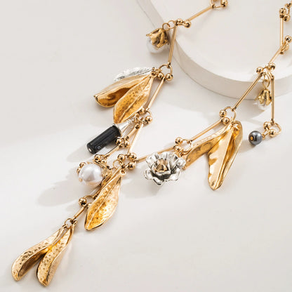 Artisan Multi-Charm Statement Necklace with Pearls