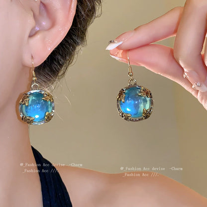 Enchanted Azure Stone Gold-Tone Necklace & Earrings Set