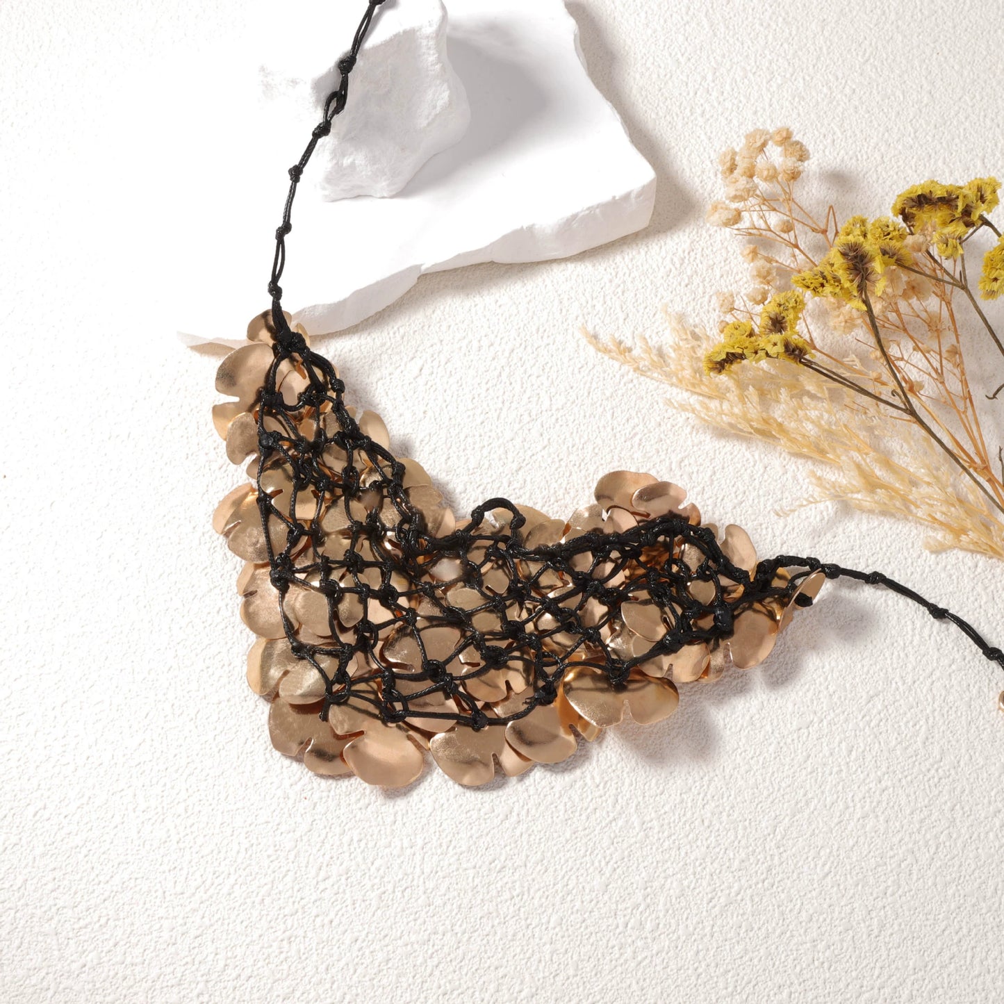 Chunky Gold Floral Statement Necklace
