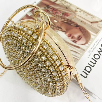 Sparkling Rhinestone Circle Clutch Evening Bag