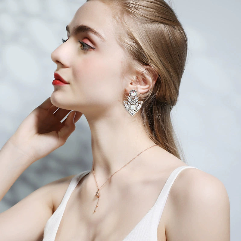 Luxury Geometric Crystal Statement Stud Earrings