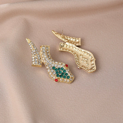 Glamorous Gold Snake Rhinestone Choker & Earring Set