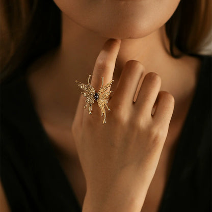 Enchanting Gold Butterfly Statement Ring