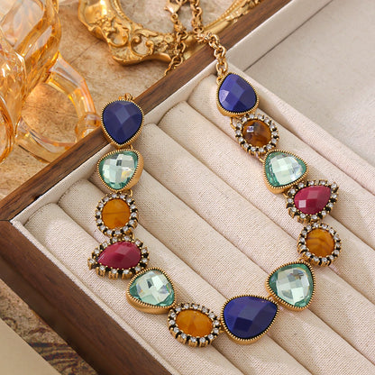 Multi-Gemstone Statement Necklace & Bracelet Set
