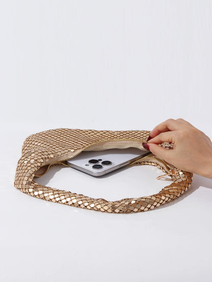 Glamorous Gold Metal Mesh Shoulder Bag