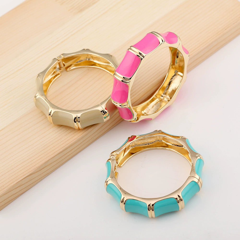 Chic Enamel Hinge Bangle Bracelets - Colorful Collection