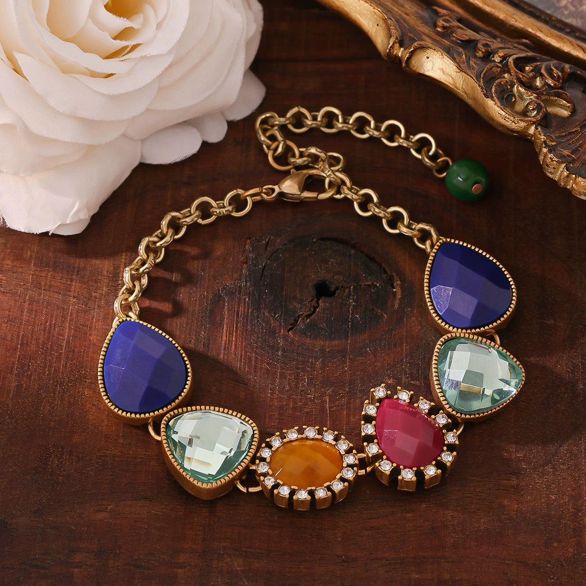 Multi-Gemstone Statement Necklace & Bracelet Set