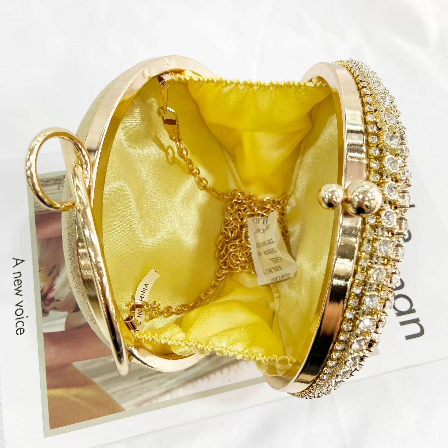 Sparkling Rhinestone Circle Clutch Evening Bag