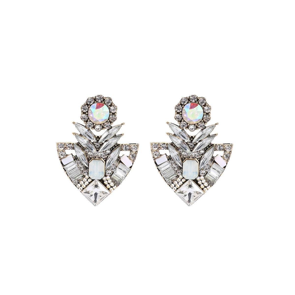 Luxury Geometric Crystal Statement Stud Earrings