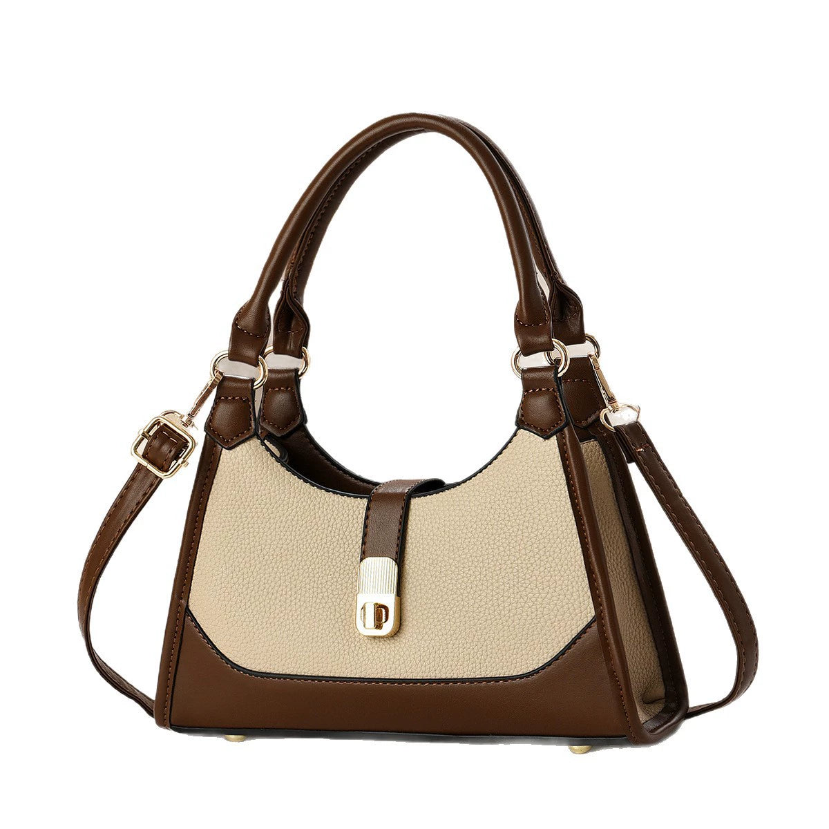 Elegant Two-Tone Faux Leather Handbag | Shoulder & Crossbody