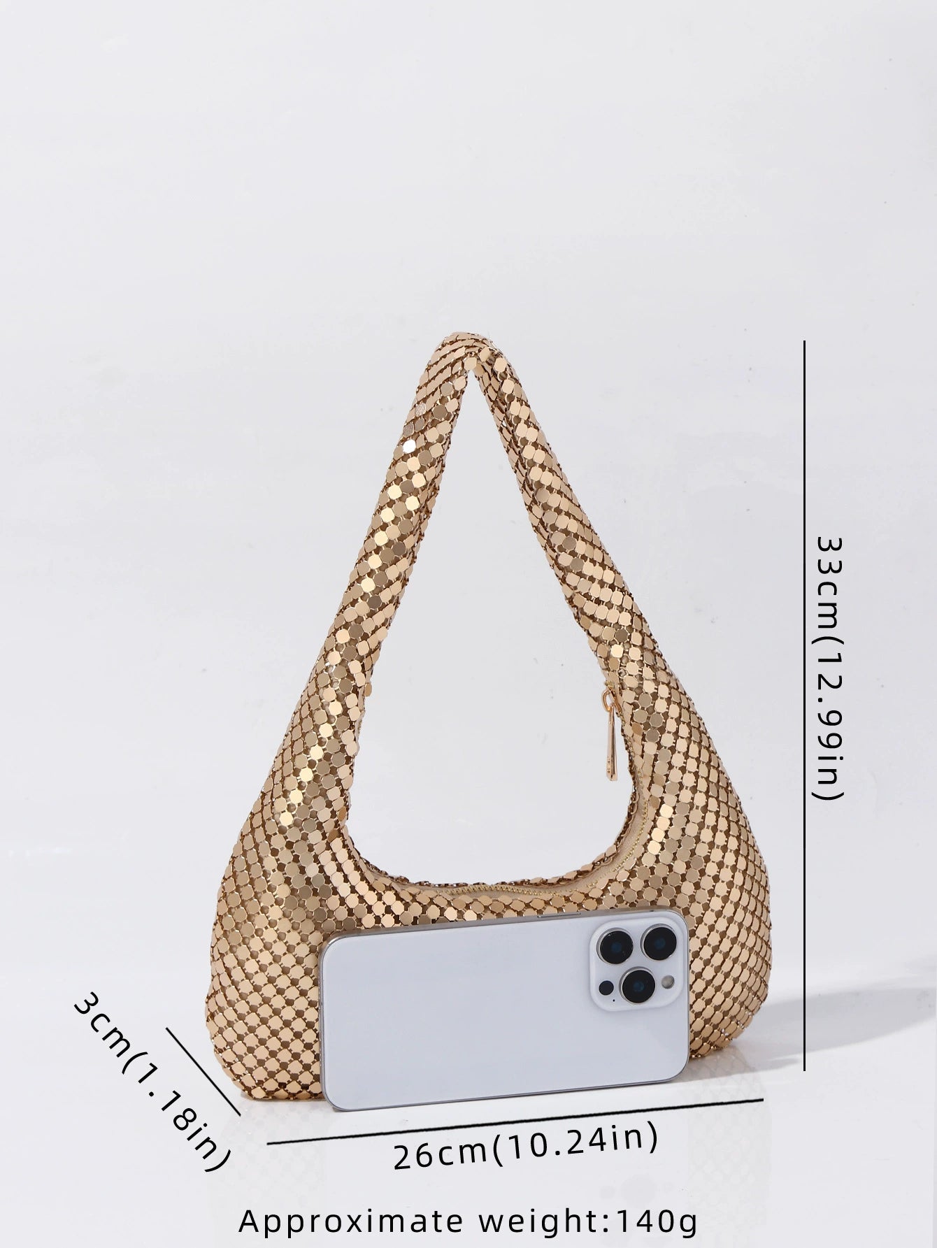 Glamorous Gold Metal Mesh Shoulder Bag