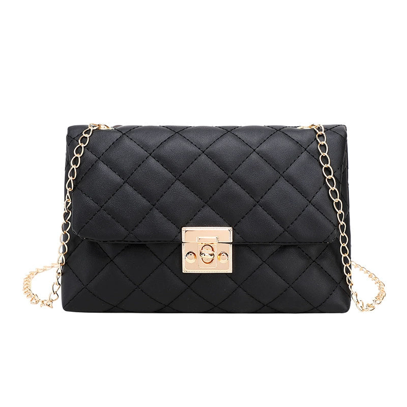Elegant Quilted Crossbody Bag with Gold Chain