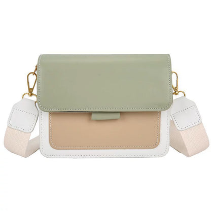 Chic Color-Block Faux Leather Crossbody Bag