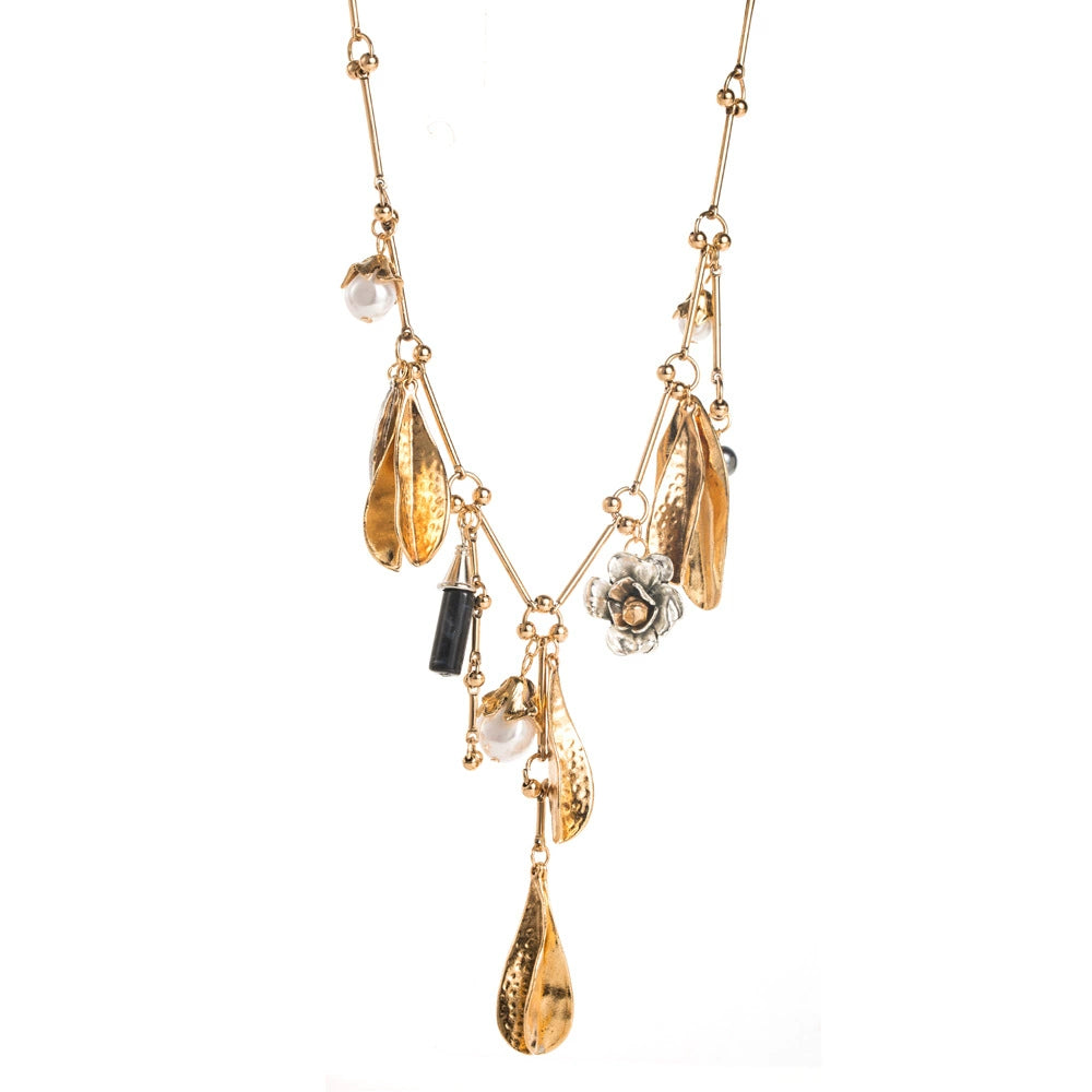 Artisan Multi-Charm Statement Necklace with Pearls