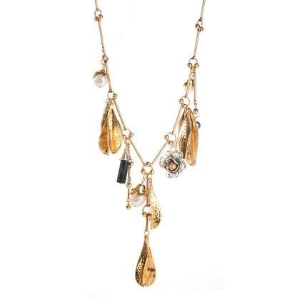 Artisan Multi-Charm Statement Necklace with Pearls