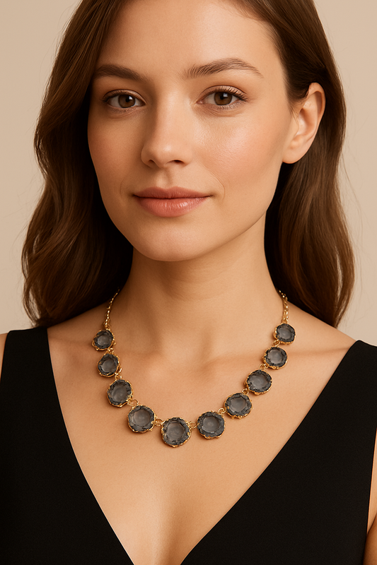 Elegant Gold & Crystal Choker Necklace | Two-Tone Designer Jewelry