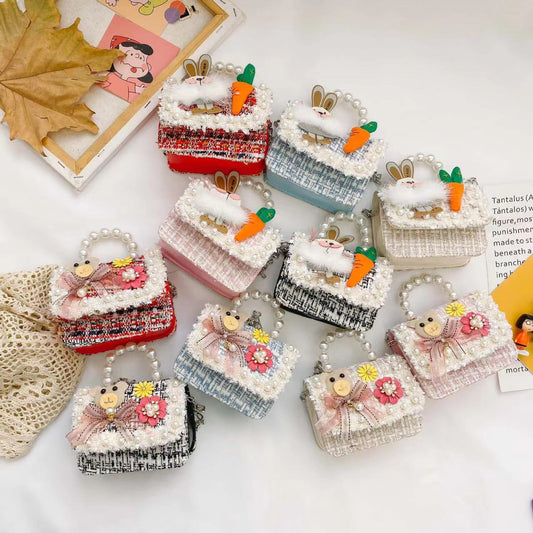 2025 shoulder bag pearl handle cartoon accessories princess cross body bags for kids
