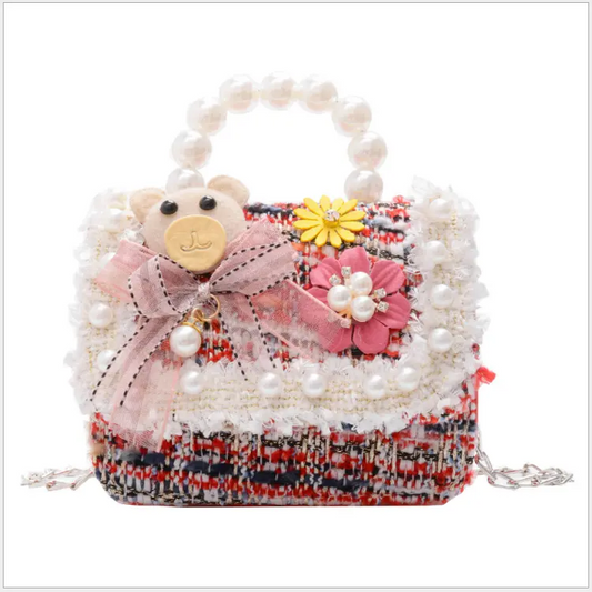2025 shoulder bag pearl handle Accessories princess cross body bags for kids