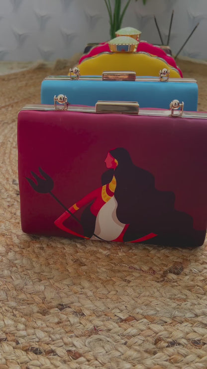 Maroon Durga Printed Clutch