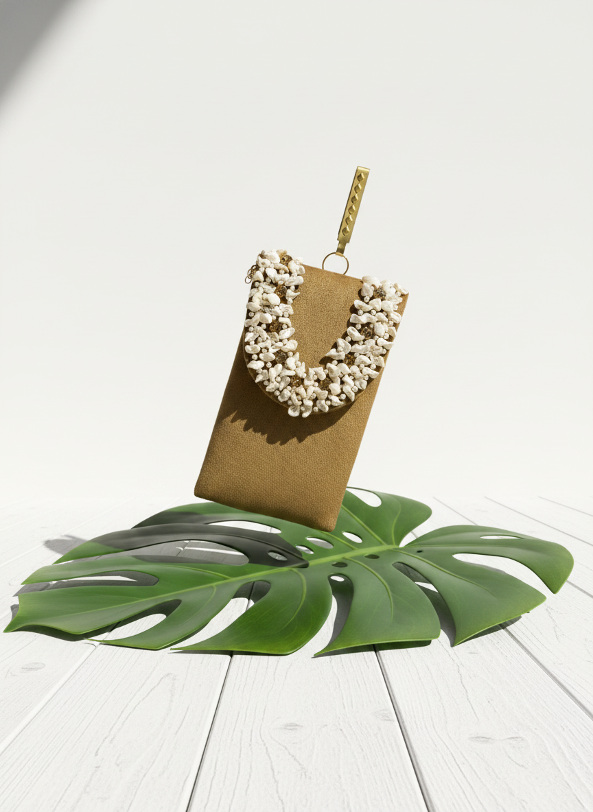 Luxury Baroque Pearl Velvet Mobile Clutch with Golden Wristlet
