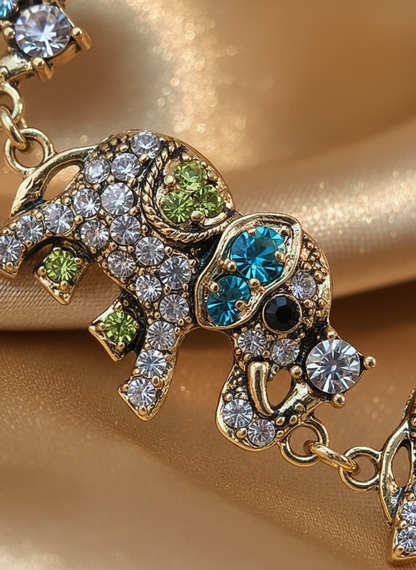 Crystal Elephant Statement Necklace | Multi-Color Animal Jewelry