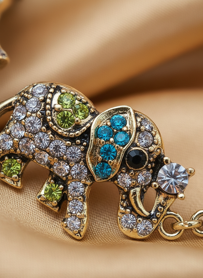 Crystal Elephant Statement Necklace | Multi-Color Animal Jewelry